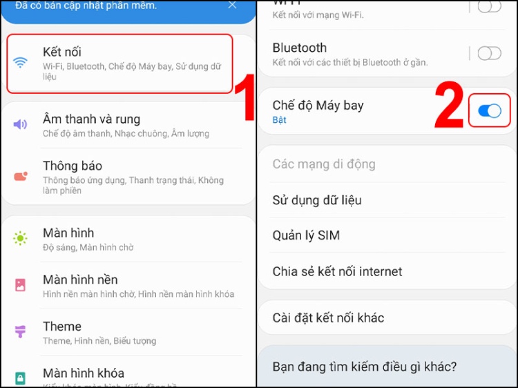 chuyển điện thoại sang chế độ máy bay với android